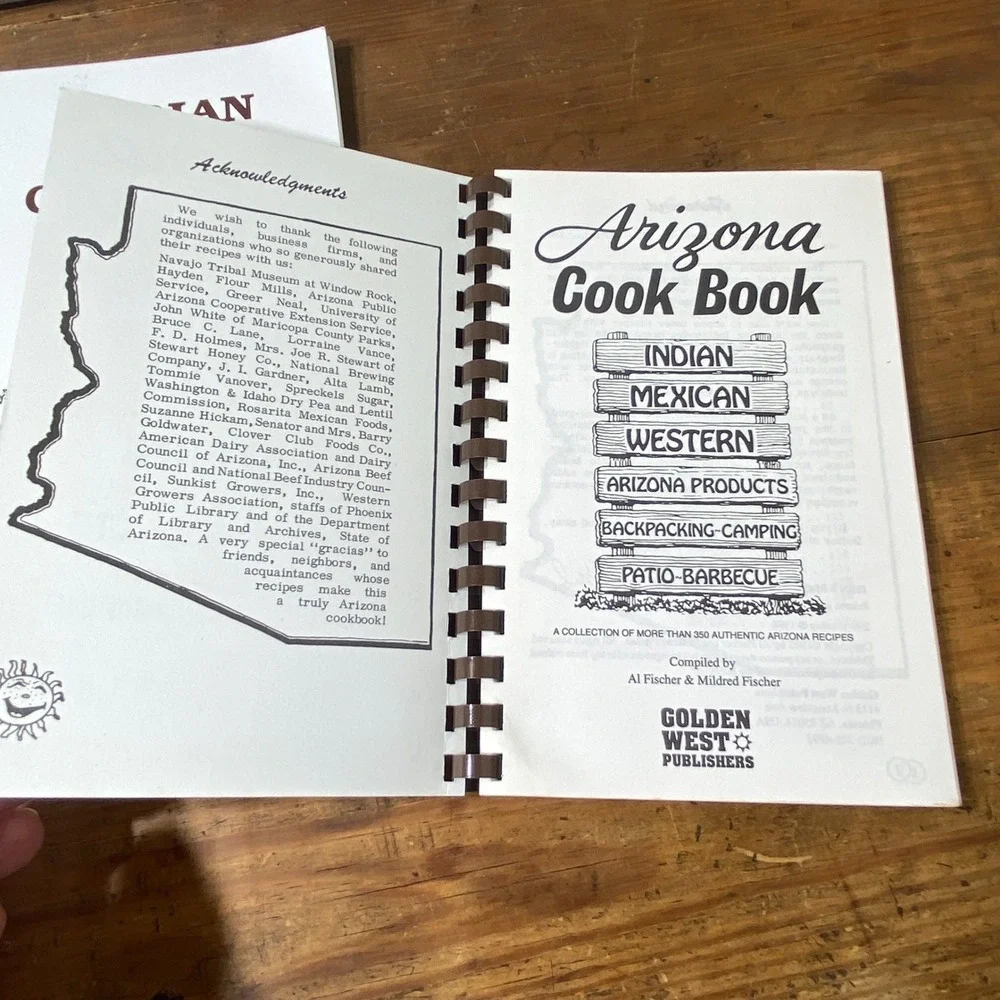 Vintage Arizona Cook Book & Indian Cooking Cook Book Lot Bruce Carlson Fischer